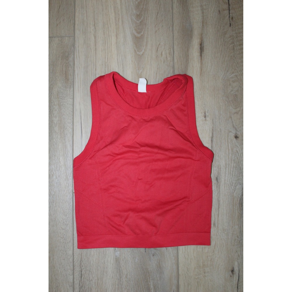 Old Navy Active Go-Dry Seamless Crop Top Red High Neck Athletic Tank XS Petite‎